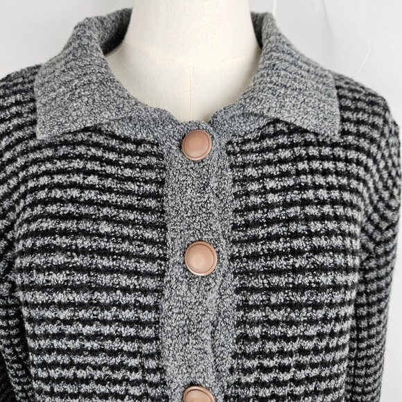 Vintage Italian Cardigan Made Young Mode By Sarissima Striped Large Sweater - Picture 2 of 9